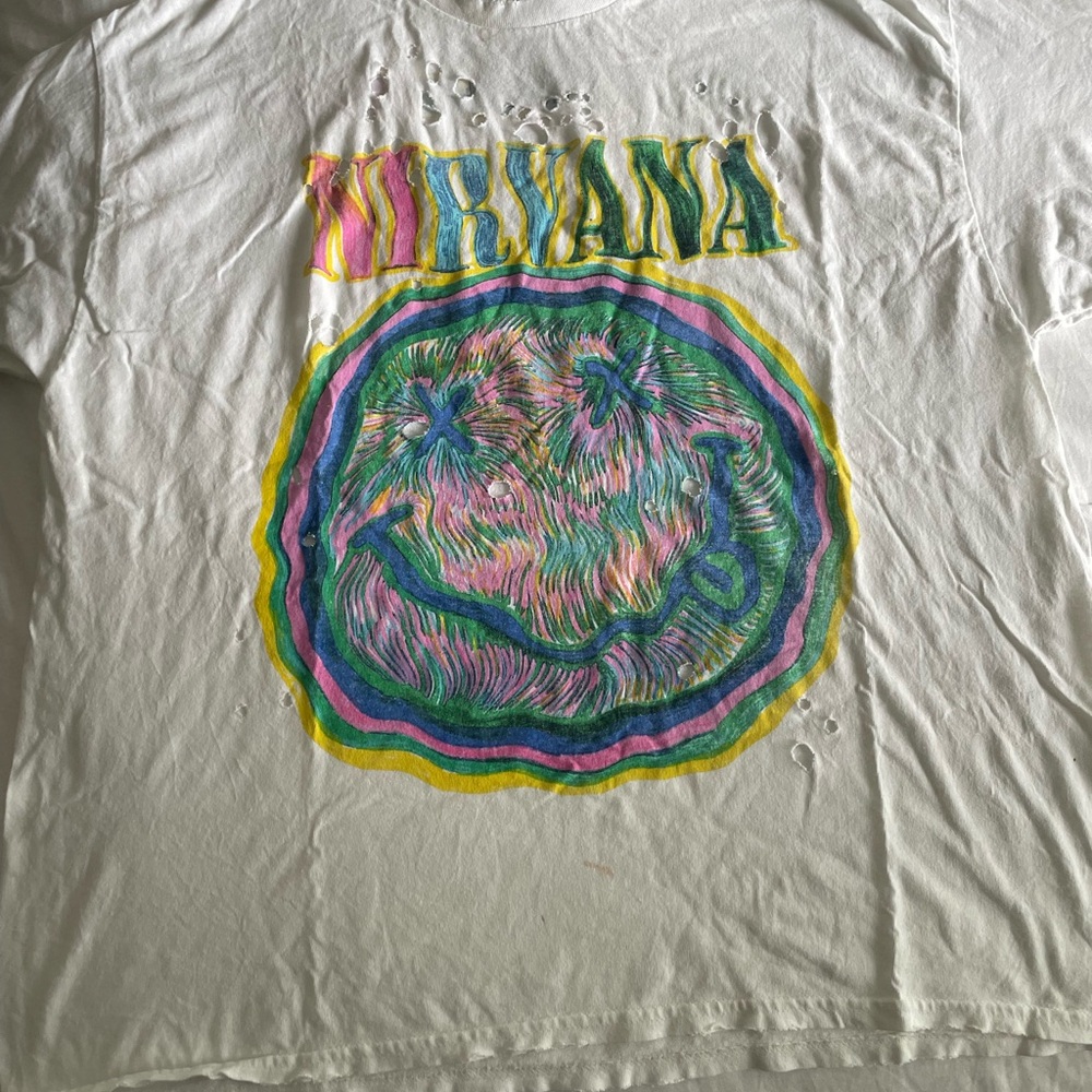 Urban outfitters Nirvana Graphic Tee - White with Multicolor Design